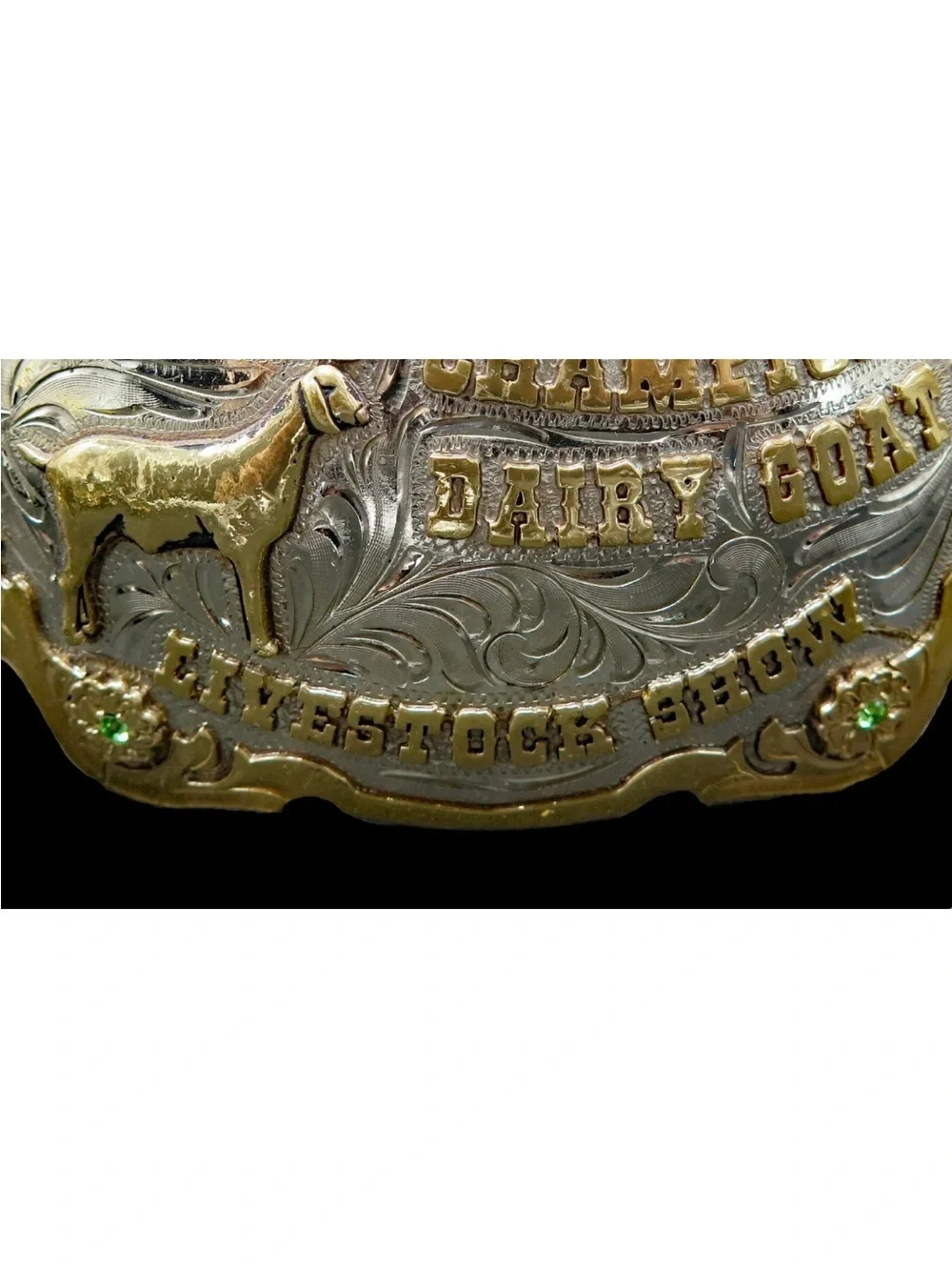 Gold and Silver Grand Champion Dairy Goat Award Belt Buckle Mollys Silver